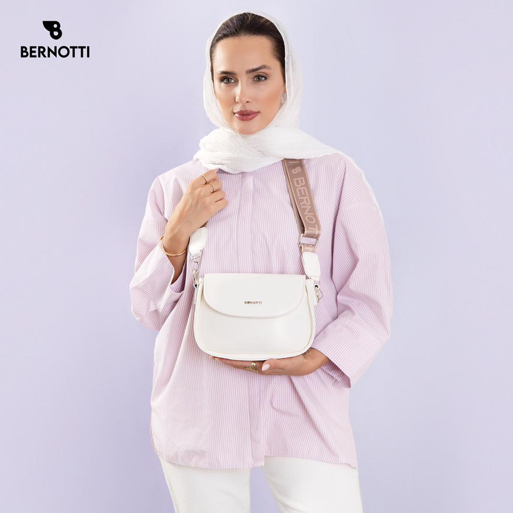 عکس کیف رودوشی برند برنوتی سفید مدل BERNOTTI TB-7108