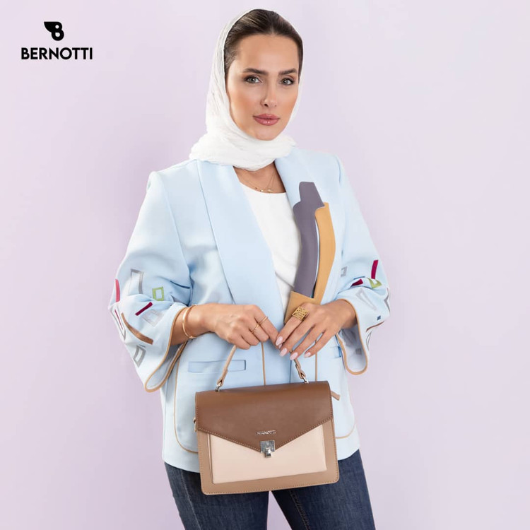 عکس کیف دستی/رودوشی برند برنوتی قهوه ای مدل BERNOTTI TB-7118