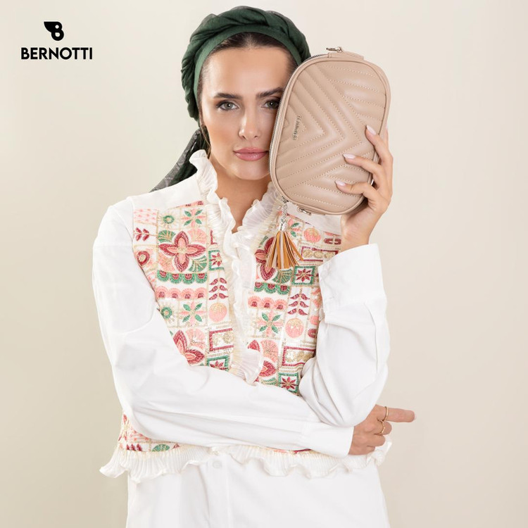 کیف رودوشی/کمری برند برنوتی رنگ کرم BERNOTTI TB-7186