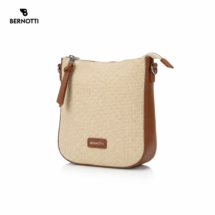 کیف رودوشی برند برنوتی کرم/قهوه ای مدل BERNOTTI TB-7192